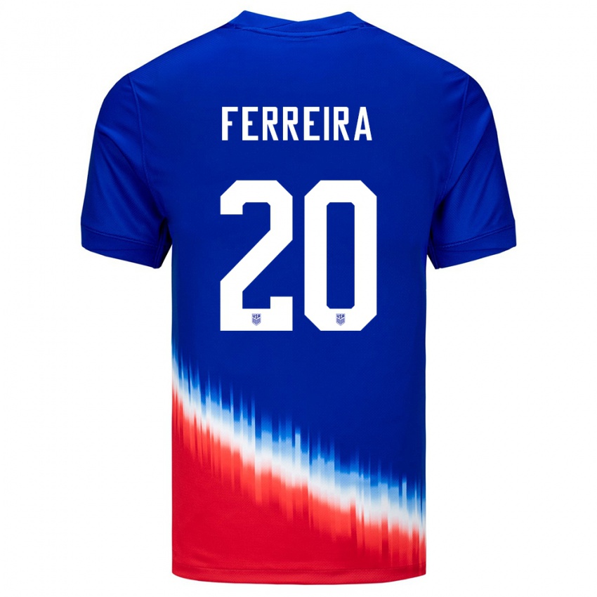 Niño Camiseta Estados Unidos Jesus Ferreira #20 Azul 2ª Equipación 24-26 La Camisa