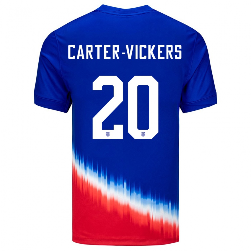 Niño Camiseta Estados Unidos Cameron Carter-Vickers #20 Azul 2ª Equipación 24-26 La Camisa