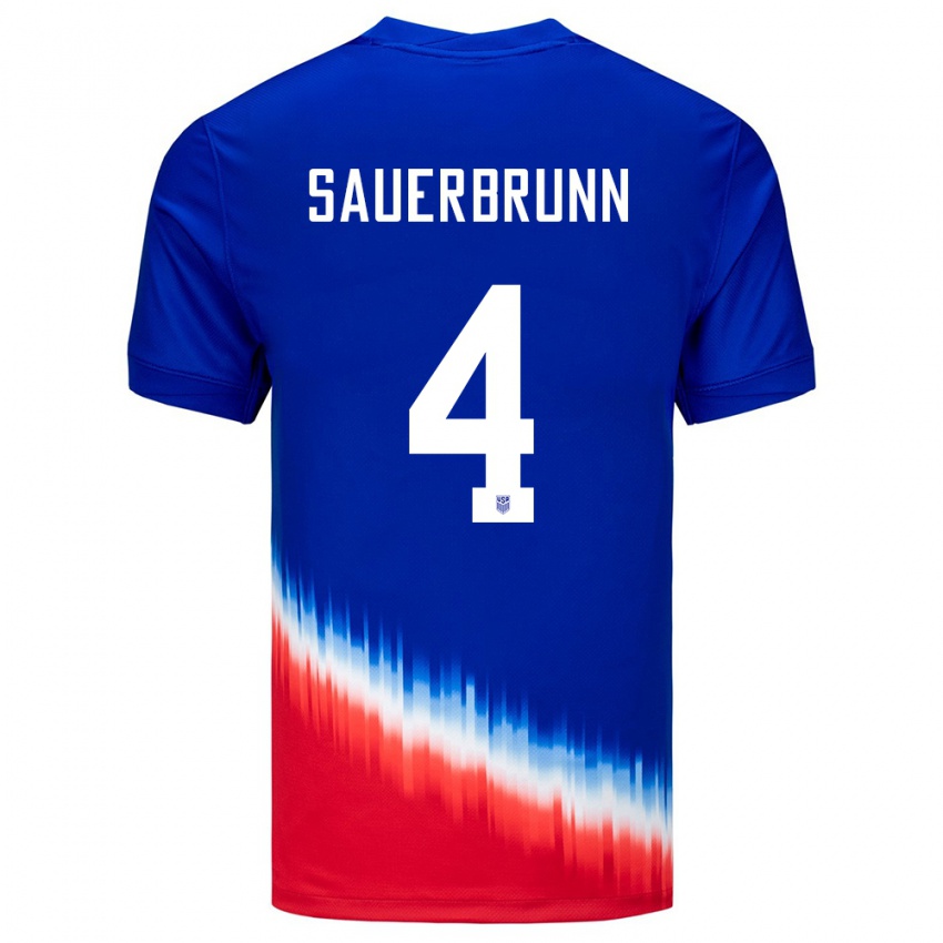 Niño Camiseta Estados Unidos Becky Sauerbrunn #4 Azul 2ª Equipación 24-26 La Camisa
