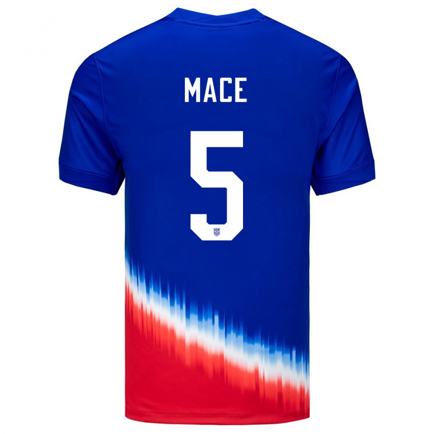 Niño Camiseta Estados Unidos Hailie Mace #5 Azul 2ª Equipación 24-26 La Camisa