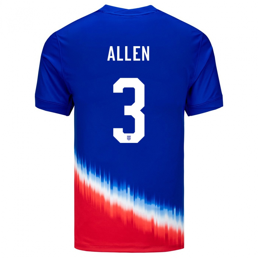 Niño Camiseta Estados Unidos Noah Allen #3 Azul 2ª Equipación 24-26 La Camisa