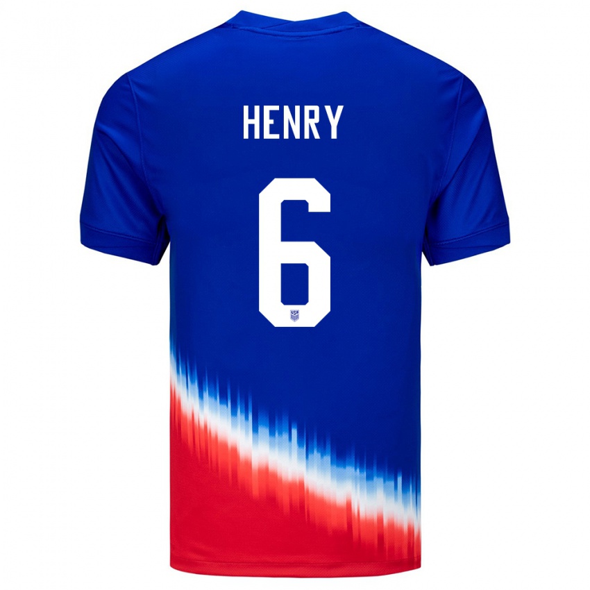 Niño Camiseta Estados Unidos Kobi Henry #6 Azul 2ª Equipación 24-26 La Camisa