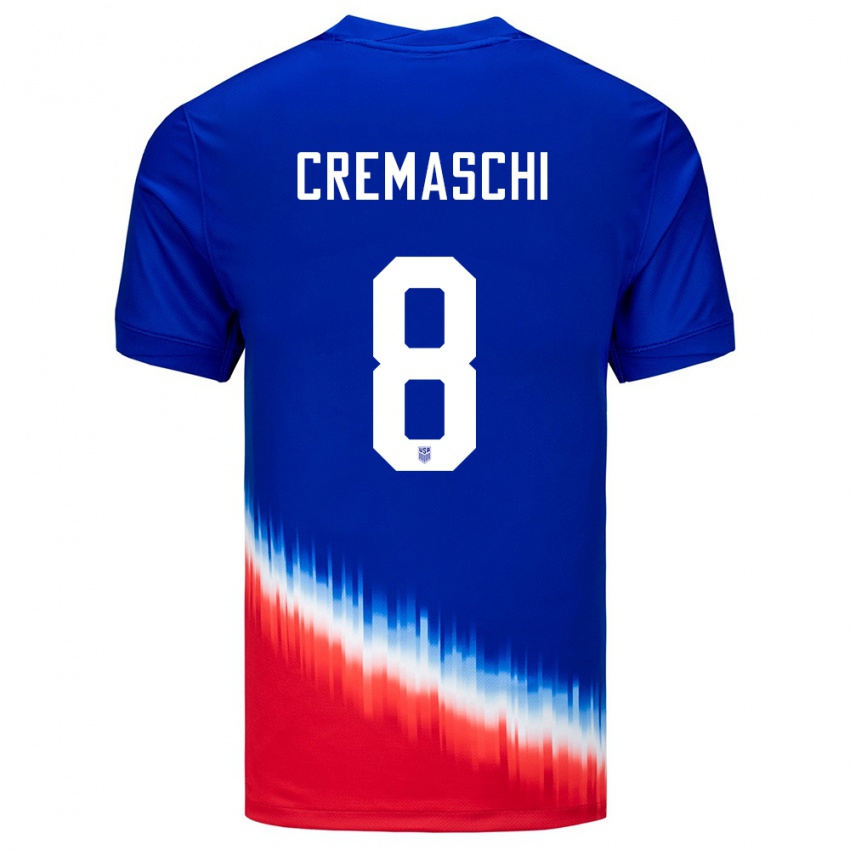 Niño Camiseta Estados Unidos Benjamin Cremaschi #8 Azul 2ª Equipación 24-26 La Camisa