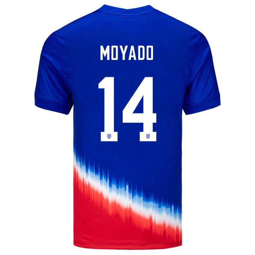 Niño Camiseta Estados Unidos Bryan Moyado #14 Azul 2ª Equipación 24-26 La Camisa