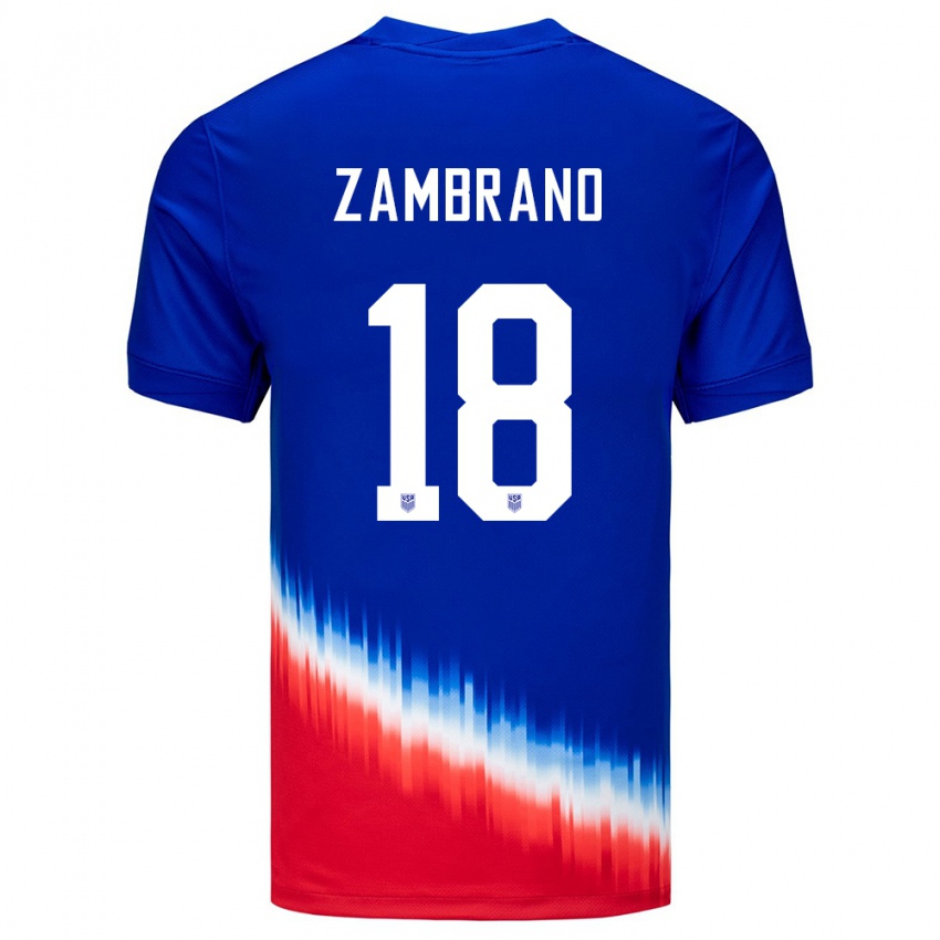 Niño Camiseta Estados Unidos Marcos Zambrano #18 Azul 2ª Equipación 24-26 La Camisa