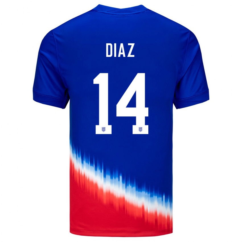 Niño Camiseta Estados Unidos Christian Diaz #14 Azul 2ª Equipación 24-26 La Camisa