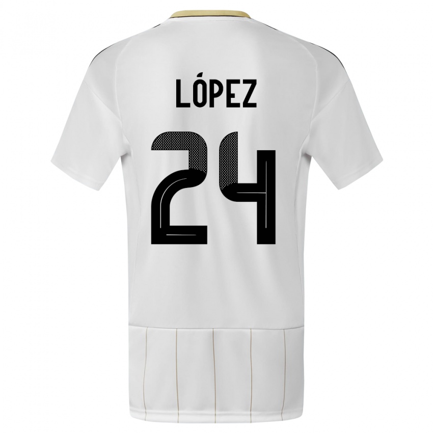 Niño Camiseta Costa Rica Douglas Lopez #24 Blanco 2ª Equipación 24-26 La Camisa