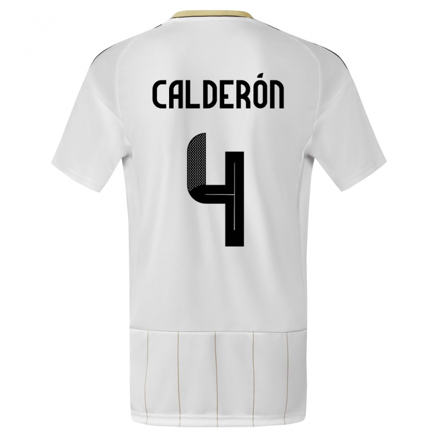 Niño Camiseta Costa Rica Brandon Calderon #4 Blanco 2ª Equipación 24-26 La Camisa