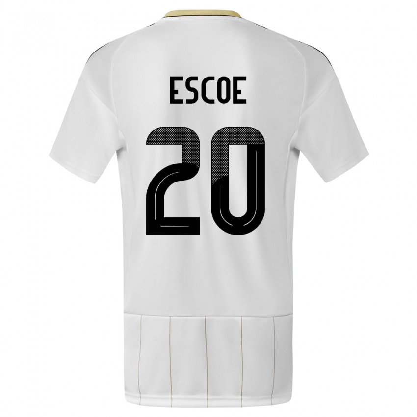Niño Camiseta Costa Rica Enyel Escoe #20 Blanco 2ª Equipación 24-26 La Camisa