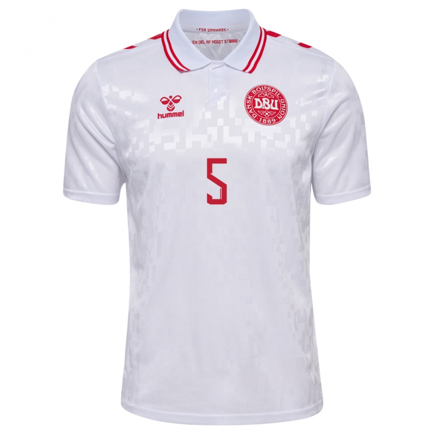 Niño Camiseta Dinamarca Simone Boye Sorensen #5 Blanco 2ª Equipación 24-26 La Camisa