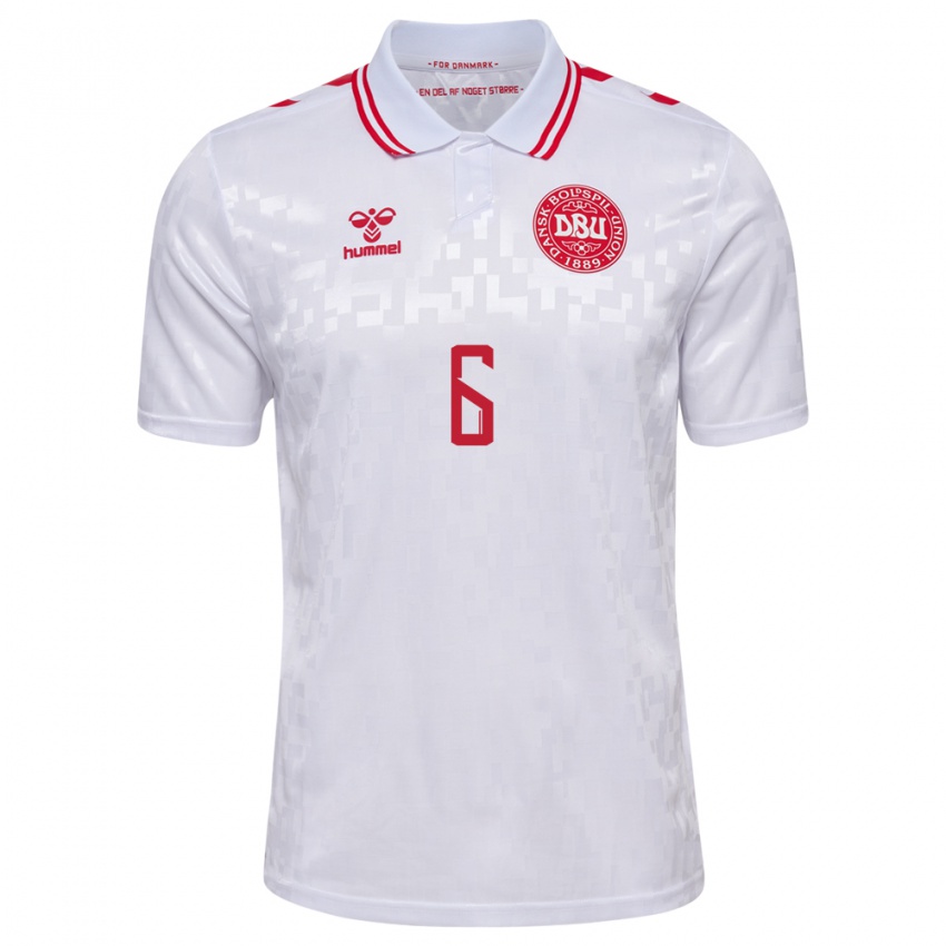 Niño Camiseta Dinamarca Karen Holmgaard #6 Blanco 2ª Equipación 24-26 La Camisa