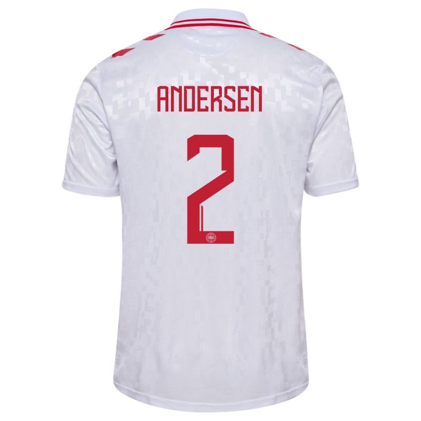 Niño Camiseta Dinamarca Joachim Andersen #2 Blanco 2ª Equipación 24-26 La Camisa