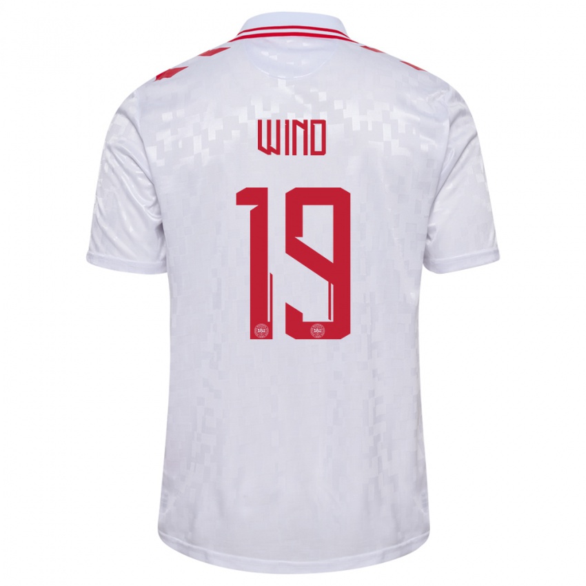 Niño Camiseta Dinamarca Jonas Wind #19 Blanco 2ª Equipación 24-26 La Camisa