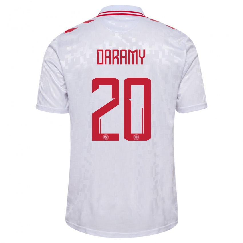 Niño Camiseta Dinamarca Mohamed Daramy #20 Blanco 2ª Equipación 24-26 La Camisa