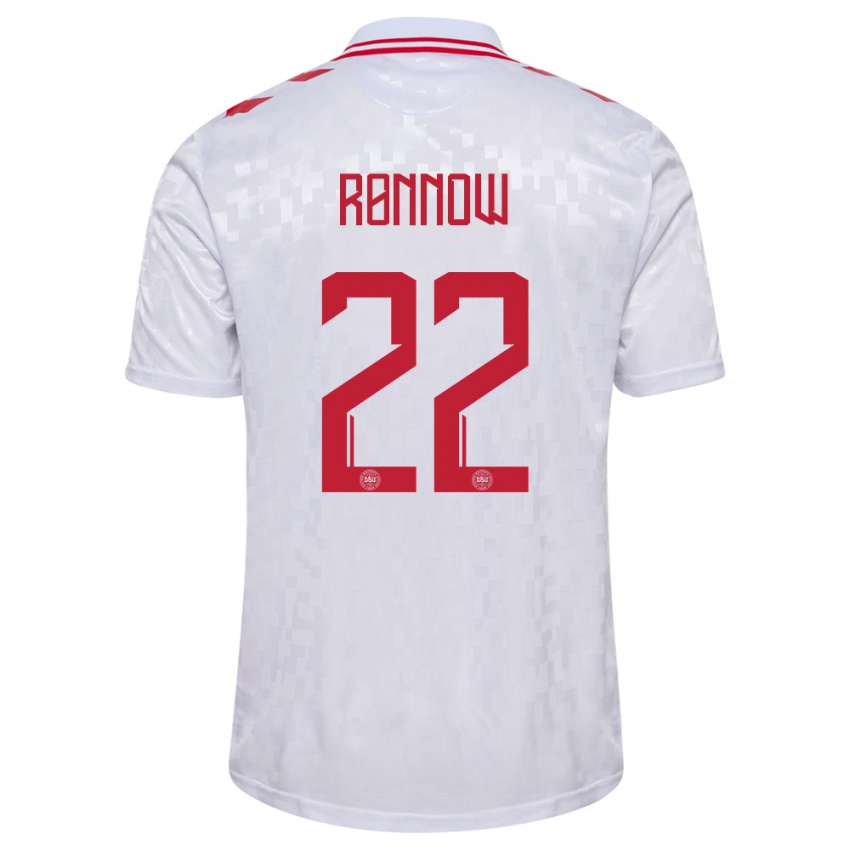 Niño Camiseta Dinamarca Frederik Ronnow #22 Blanco 2ª Equipación 24-26 La Camisa