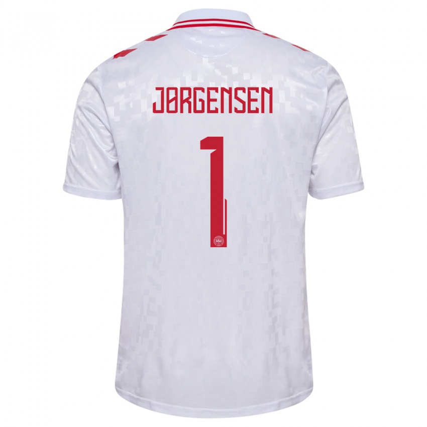 Niño Camiseta Dinamarca Filip Jørgensen #1 Blanco 2ª Equipación 24-26 La Camisa