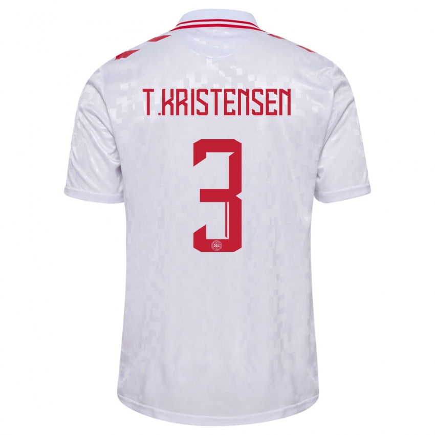 Niño Camiseta Dinamarca Thomas Kristensen #3 Blanco 2ª Equipación 24-26 La Camisa