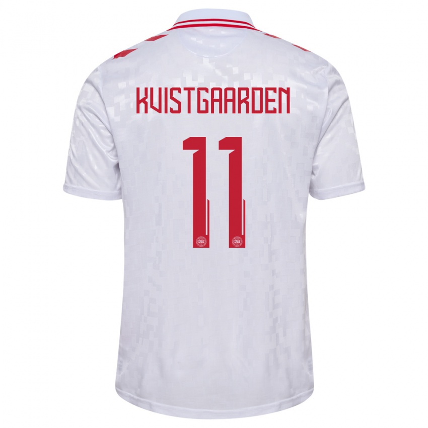 Niño Camiseta Dinamarca Mathias Kvistgaarden #11 Blanco 2ª Equipación 24-26 La Camisa