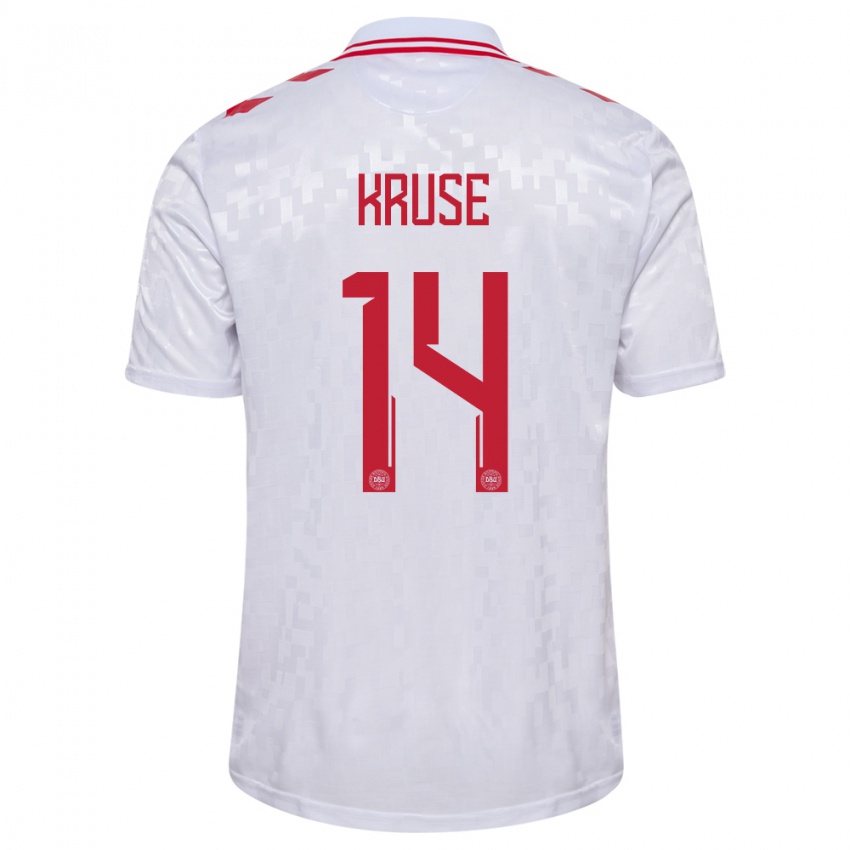 Niño Camiseta Dinamarca David Kruse #14 Blanco 2ª Equipación 24-26 La Camisa
