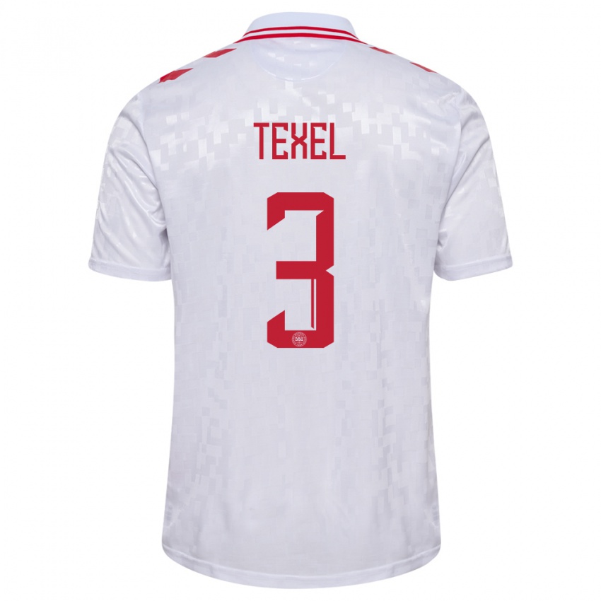 Niño Camiseta Dinamarca Pontus Texel #3 Blanco 2ª Equipación 24-26 La Camisa