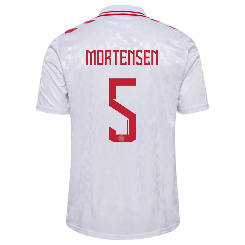 Niño Camiseta Dinamarca Gustav Mortensen #5 Blanco 2ª Equipación 24-26 La Camisa