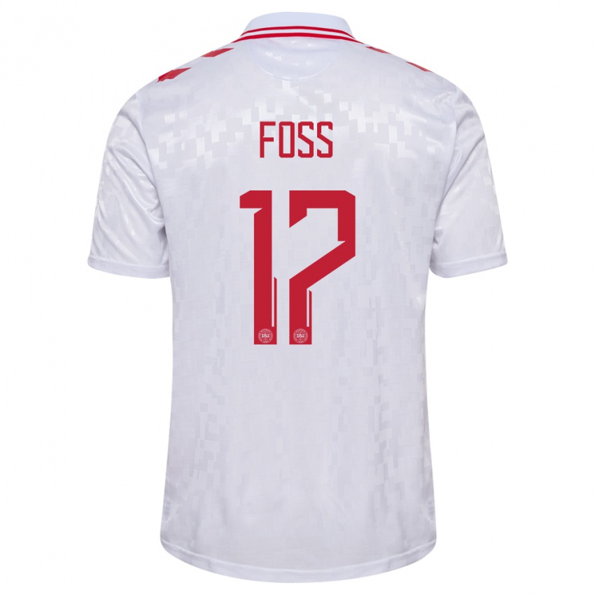 Niño Camiseta Dinamarca Jonathan Foss #17 Blanco 2ª Equipación 24-26 La Camisa