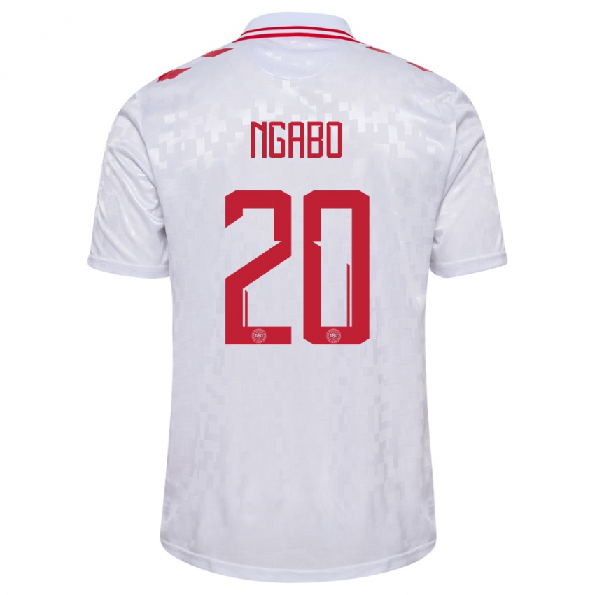 Niño Camiseta Dinamarca Sanders Ngabo #20 Blanco 2ª Equipación 24-26 La Camisa