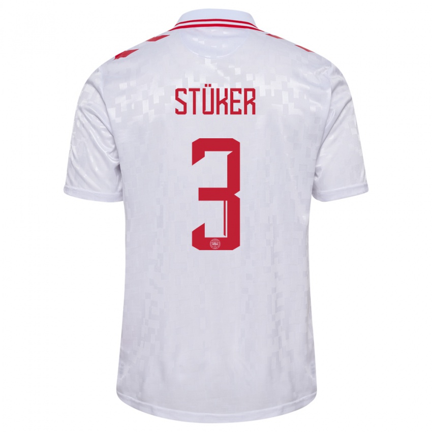 Niño Camiseta Dinamarca Simon Stüker #3 Blanco 2ª Equipación 24-26 La Camisa