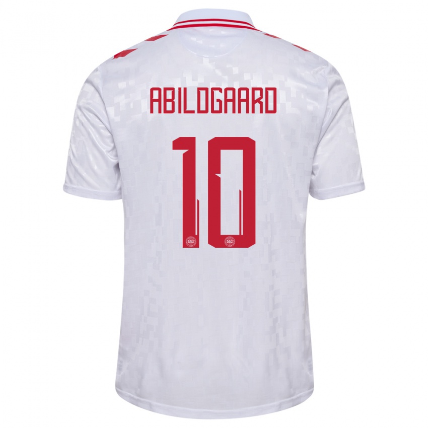 Niño Camiseta Dinamarca Lasse Abildgaard #10 Blanco 2ª Equipación 24-26 La Camisa