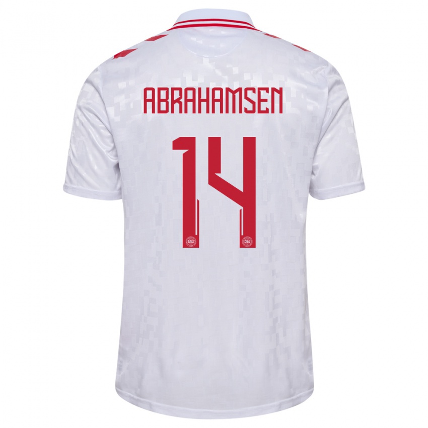 Niño Camiseta Dinamarca Mads Abrahamsen #14 Blanco 2ª Equipación 24-26 La Camisa