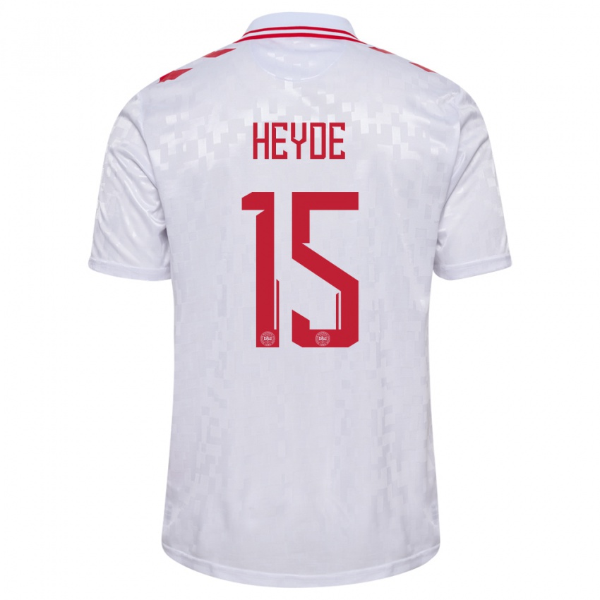 Niño Camiseta Dinamarca Malte Heyde #15 Blanco 2ª Equipación 24-26 La Camisa