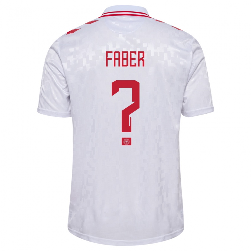 Niño Camiseta Dinamarca William Faber #0 Blanco 2ª Equipación 24-26 La Camisa