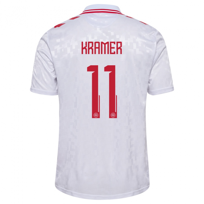 Niño Camiseta Dinamarca Cornelia Kramer #11 Blanco 2ª Equipación 24-26 La Camisa