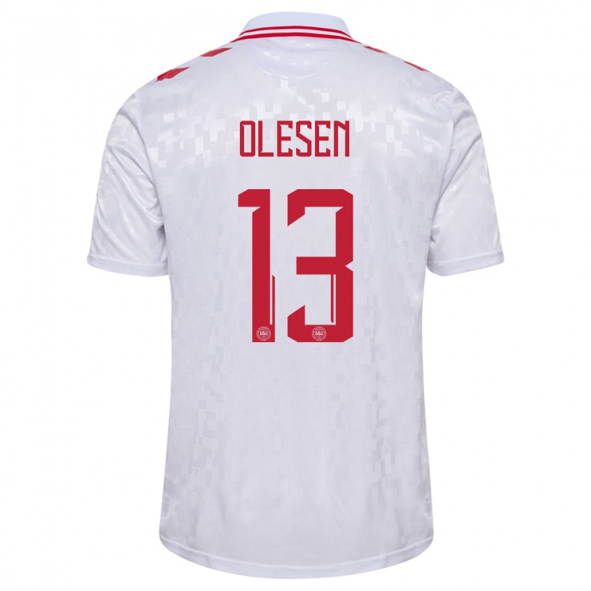 Niño Camiseta Dinamarca Karoline Olesen #13 Blanco 2ª Equipación 24-26 La Camisa