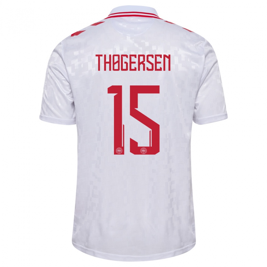 Niño Camiseta Dinamarca Frederikke Thøgersen #15 Blanco 2ª Equipación 24-26 La Camisa
