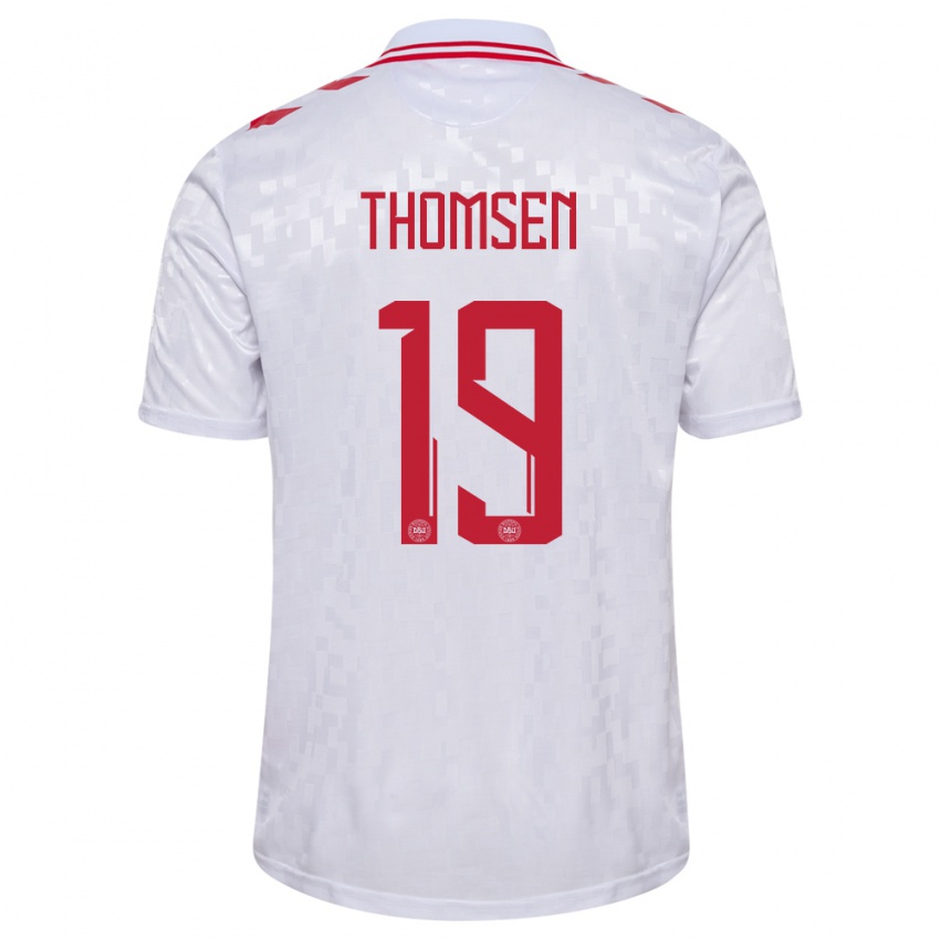 Niño Camiseta Dinamarca Janni Thomsen #19 Blanco 2ª Equipación 24-26 La Camisa