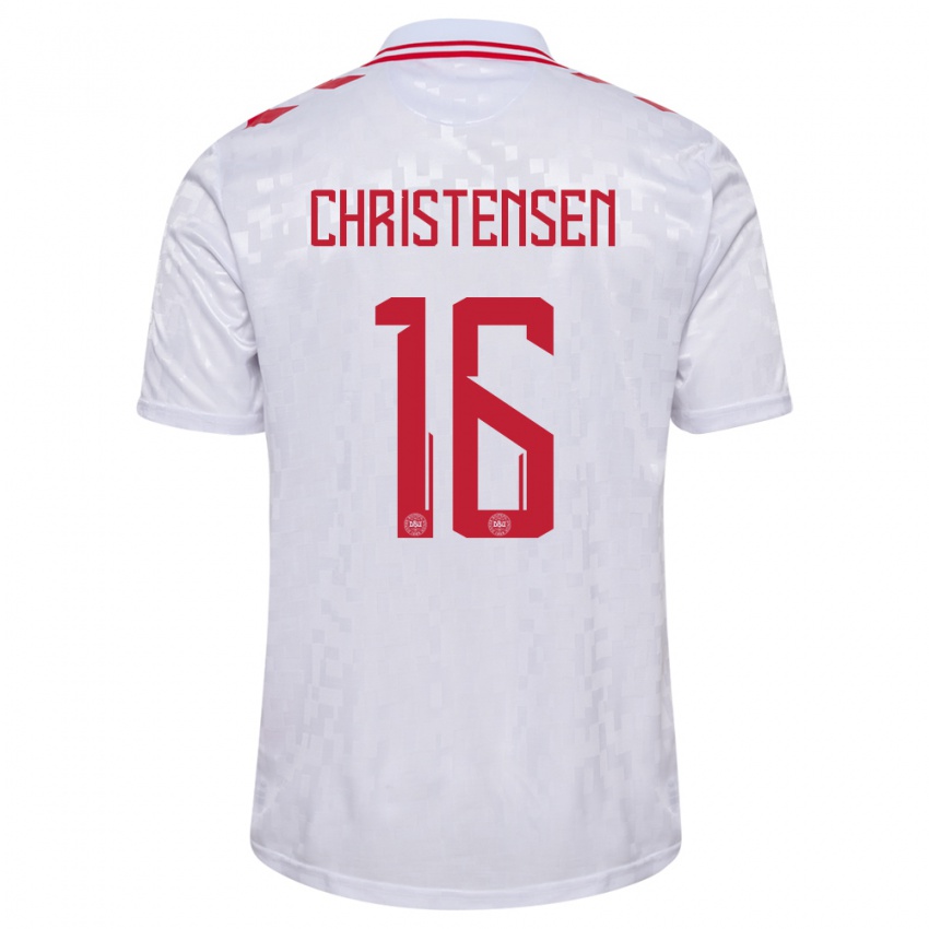 Niño Camiseta Dinamarca Oliver Christensen #16 Blanco 2ª Equipación 24-26 La Camisa