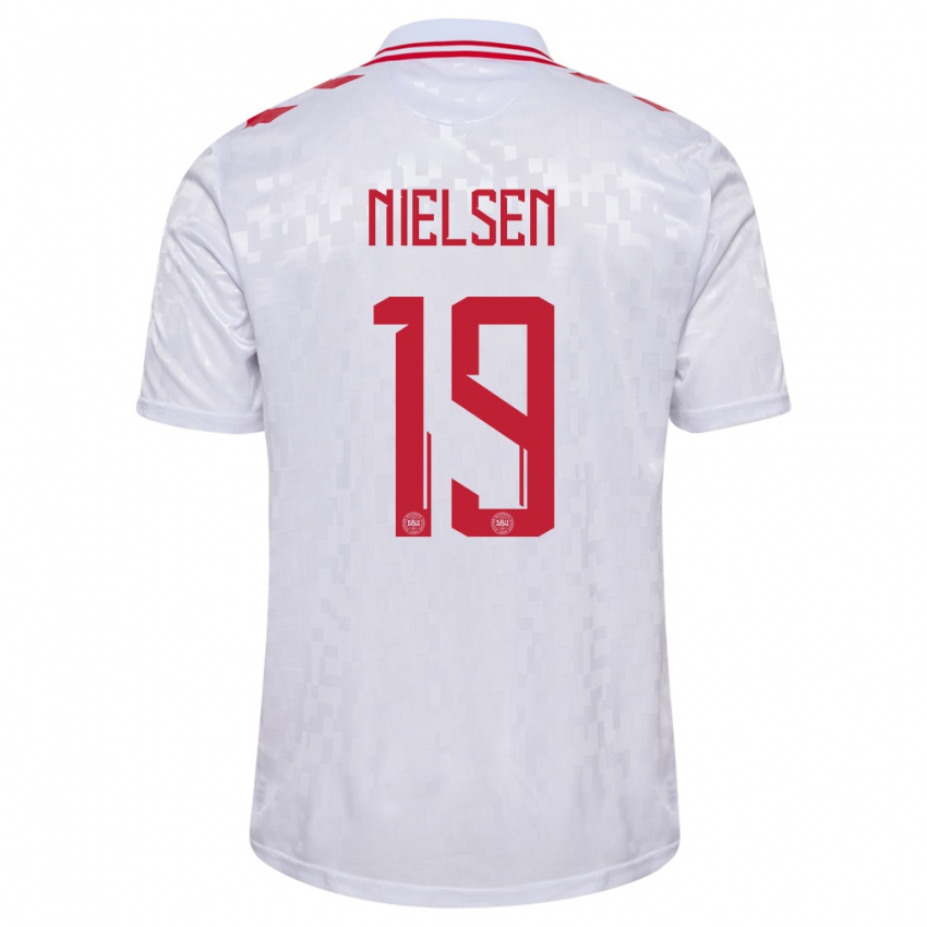 Niño Camiseta Dinamarca Casper Nielsen #19 Blanco 2ª Equipación 24-26 La Camisa