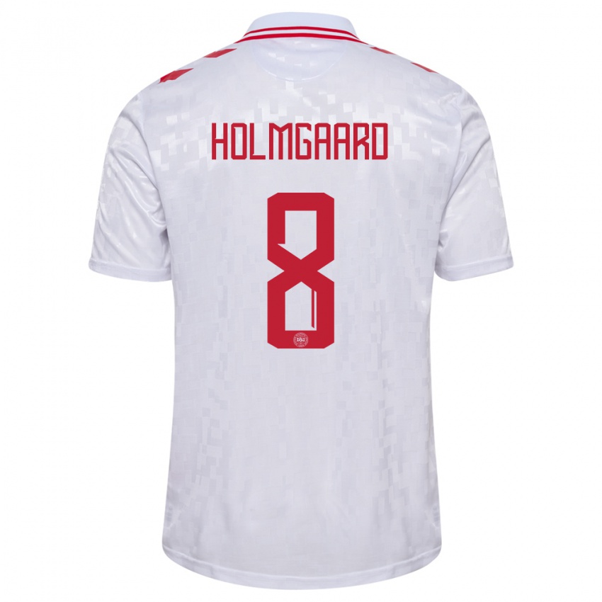 Niño Camiseta Dinamarca Sara Holmgaard #8 Blanco 2ª Equipación 24-26 La Camisa
