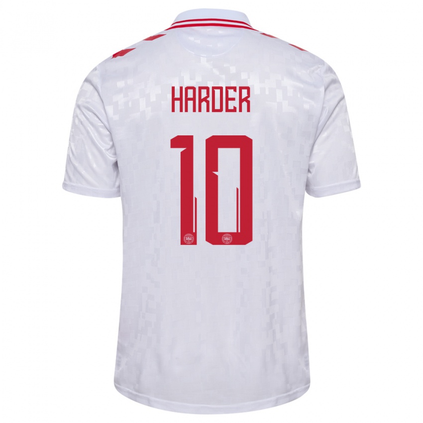 Niño Camiseta Dinamarca Pernille Harder #10 Blanco 2ª Equipación 24-26 La Camisa