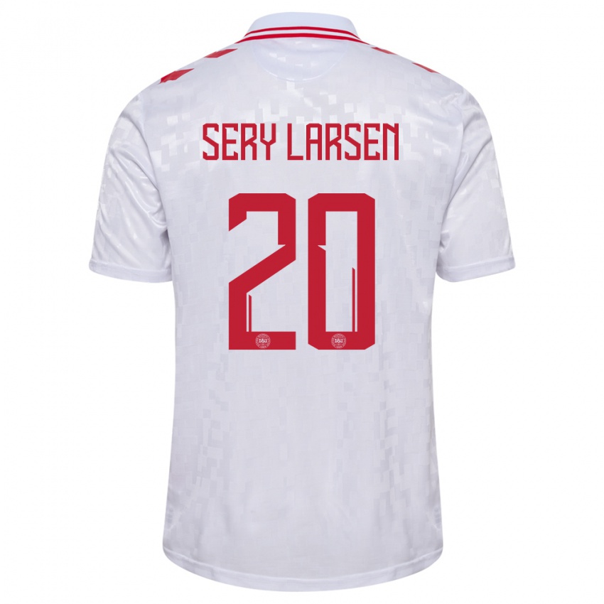 Niño Camiseta Dinamarca Japhet Sery Larsen #20 Blanco 2ª Equipación 24-26 La Camisa