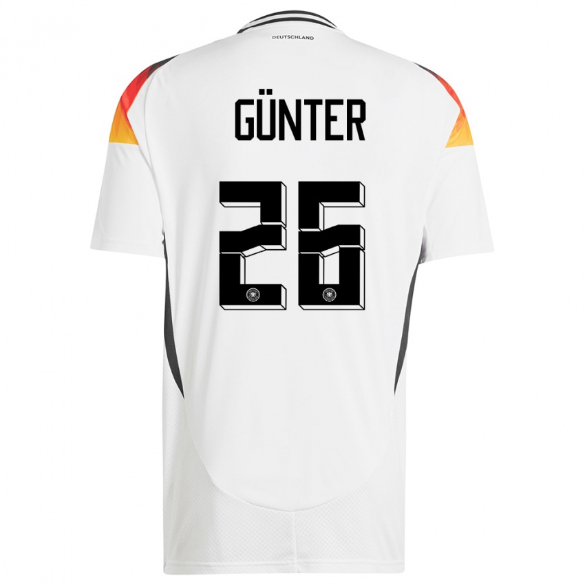 Hombre Camiseta Alemania Christian Günter #26 Blanco 1ª Equipación 24-26 La Camisa