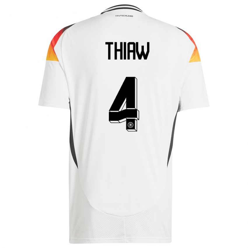 Hombre Camiseta Alemania Malick Thiaw #4 Blanco 1ª Equipación 24-26 La Camisa
