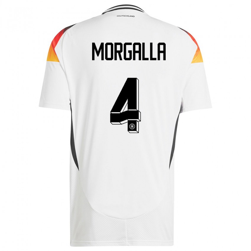 Hombre Camiseta Alemania Leandro Morgalla #4 Blanco 1ª Equipación 24-26 La Camisa