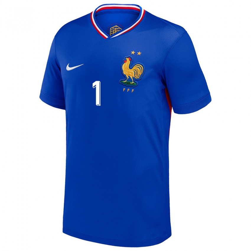 Hombre Camiseta Francia Illan Meslier #1 Azul 1ª Equipación 24-26 La Camisa