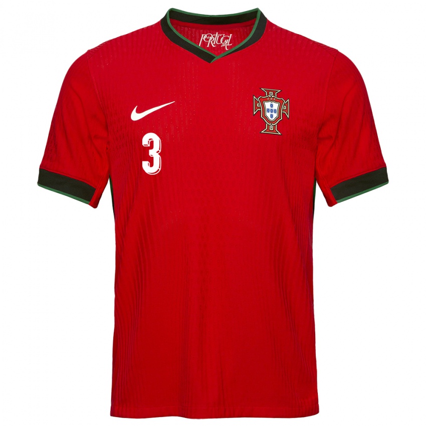 Hombre Camiseta Portugal Diogo Monteiro #3 Rojo 1ª Equipación 24-26 La Camisa