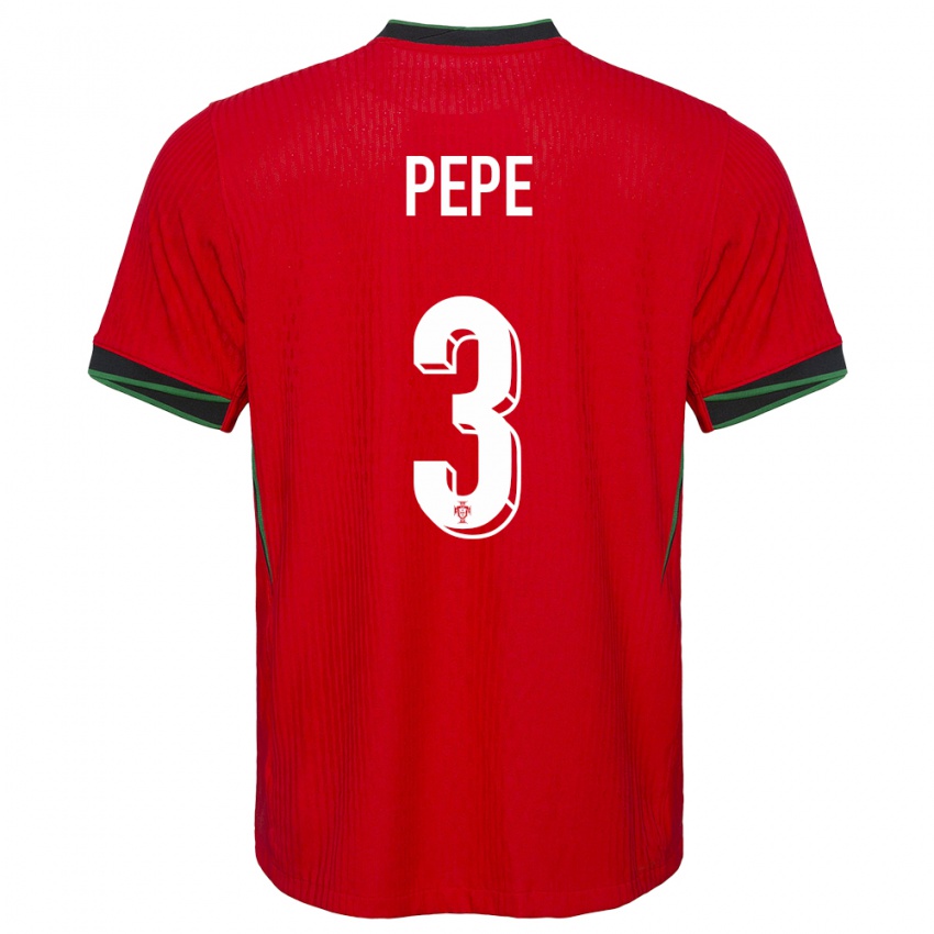 Hombre Camiseta Portugal Pepe #3 Rojo 1ª Equipación 24-26 La Camisa