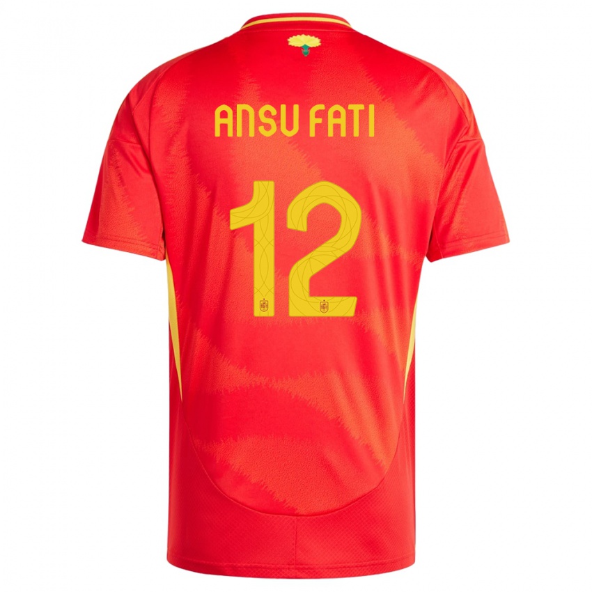Hombre Camiseta España Ansu Fati #12 Rojo 1ª Equipación 24-26 La Camisa