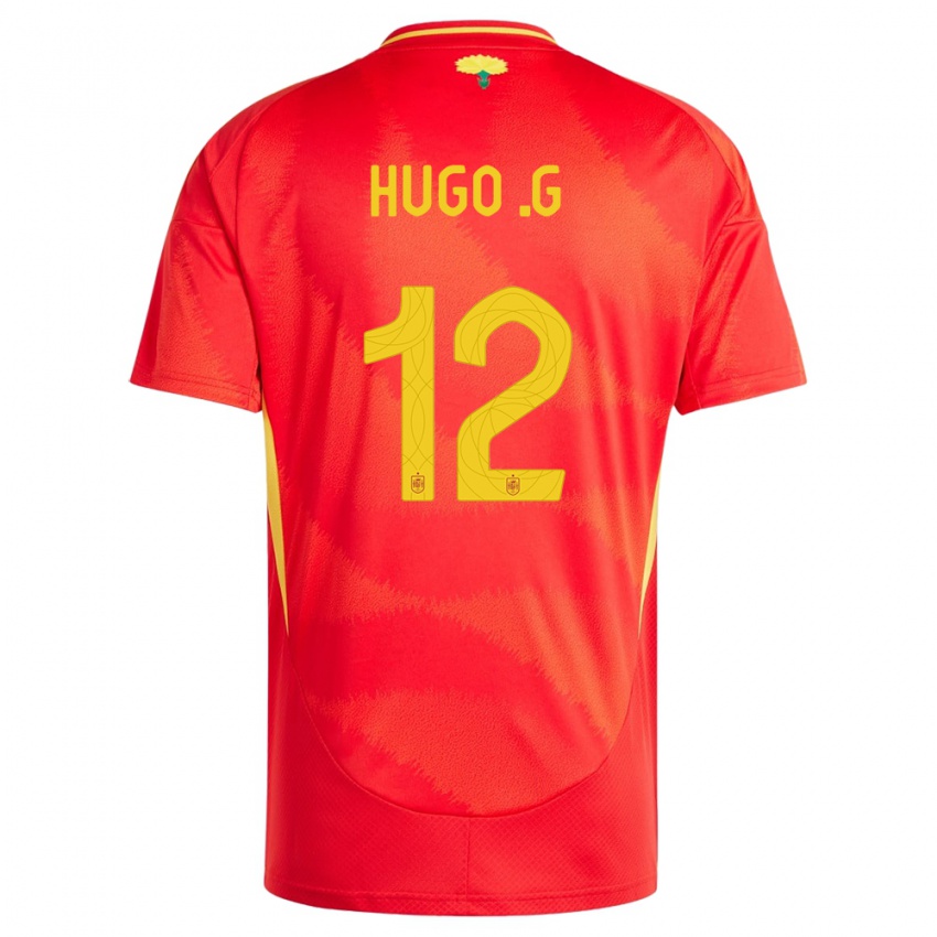 Hombre Camiseta España Hugo Guillamon #12 Rojo 1ª Equipación 24-26 La Camisa