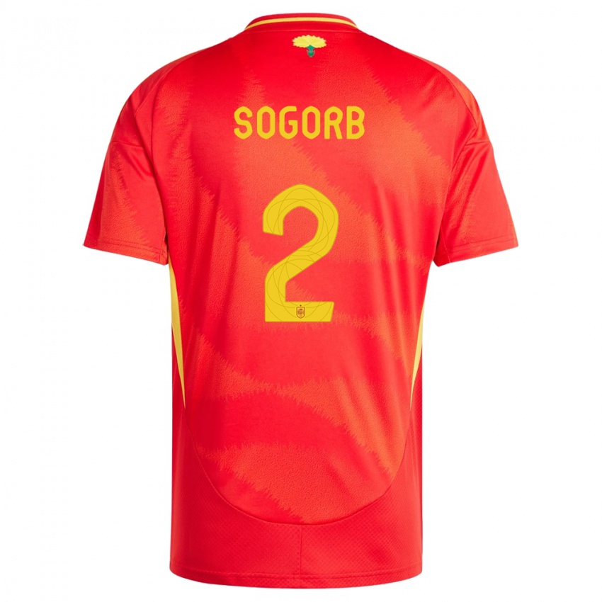 Hombre Camiseta España Carles Sogorb #2 Rojo 1ª Equipación 24-26 La Camisa